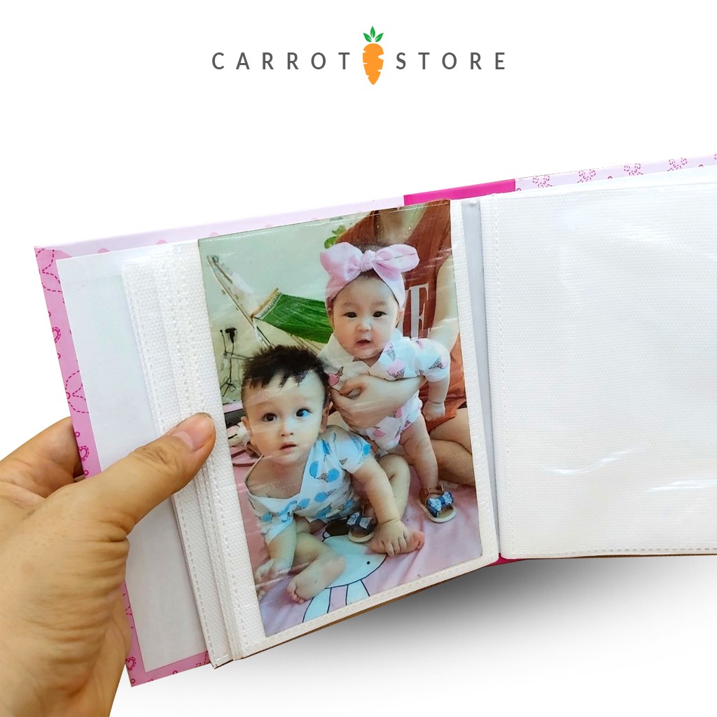 Album ảnh 10x15cm chứa 40 ảnh, album bìa giấy in nổi baby boy, baby girl có hộp