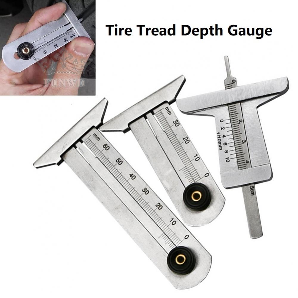 【FUNWD】Stainless Steel Car Tyre Tire Tread Depth Gauge Meter Ruler Caliper Measure-Tool
