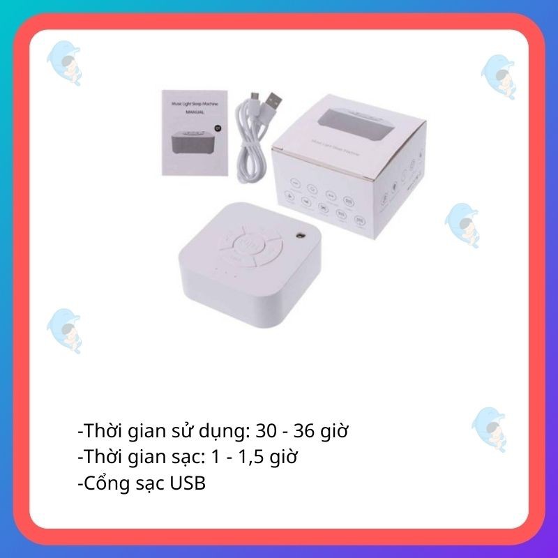 Máy Tạo Tiếng Ồn Trắng White Noise Giảm Bớt Tiếng Ồn Xung Quanh Giúp Bé Ngủ Ngon Giảm Giật Mình 1 Đổi 1 Kèm Sạc USB