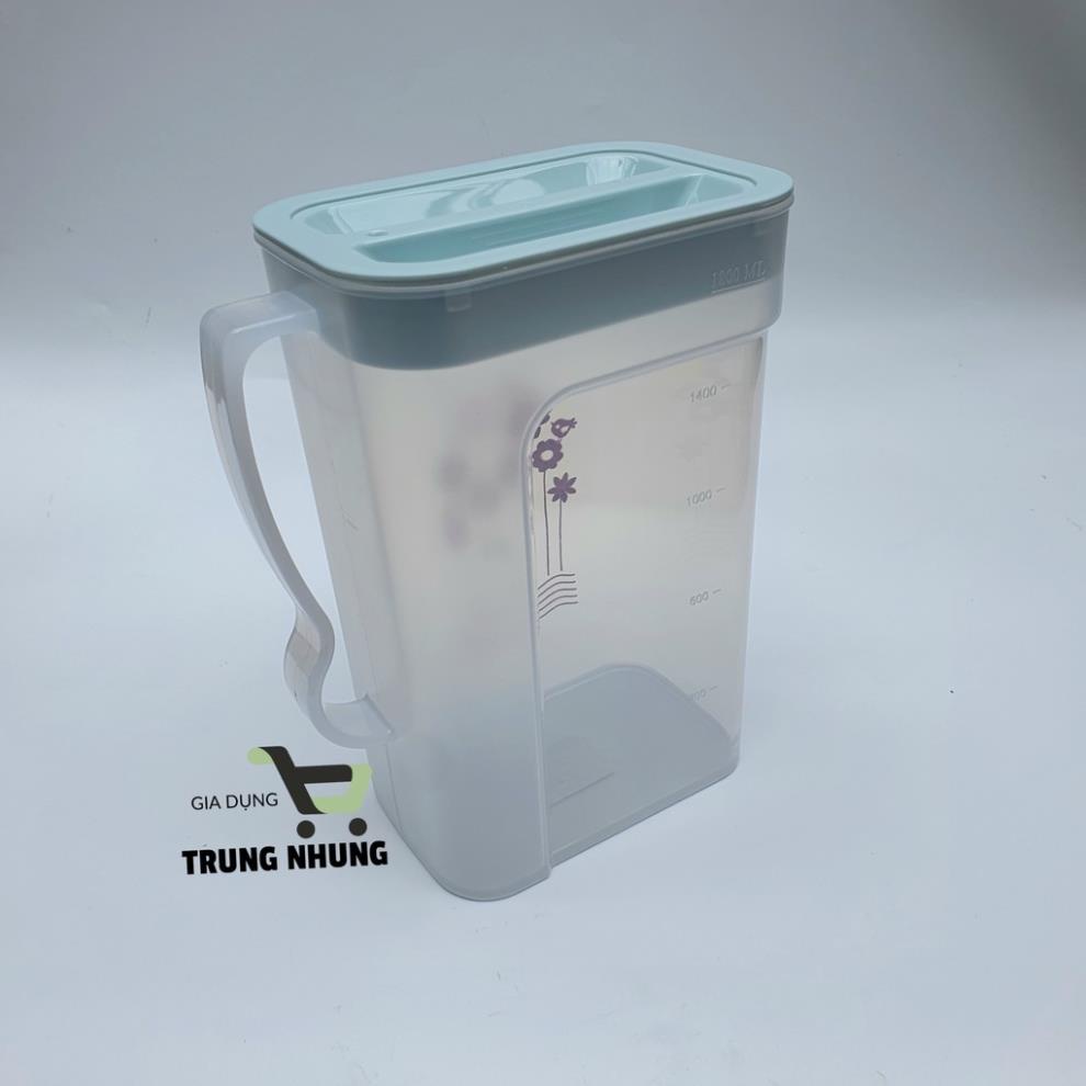 Bình nước nhựa, bình đựng nước để bàn, ca vuông 1,8lít 6082
