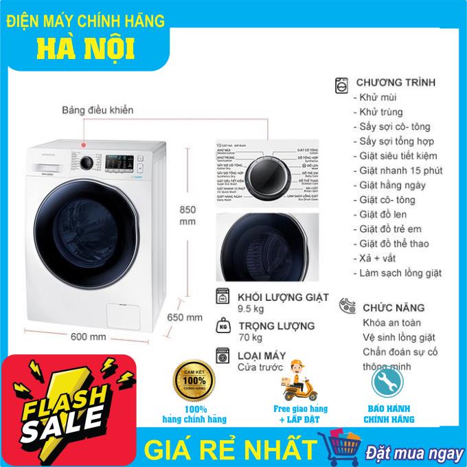 Máy giặt Samsung cửa ngang 9.5 kg giặt , 6 kg sấy WD95T4046CE/SV