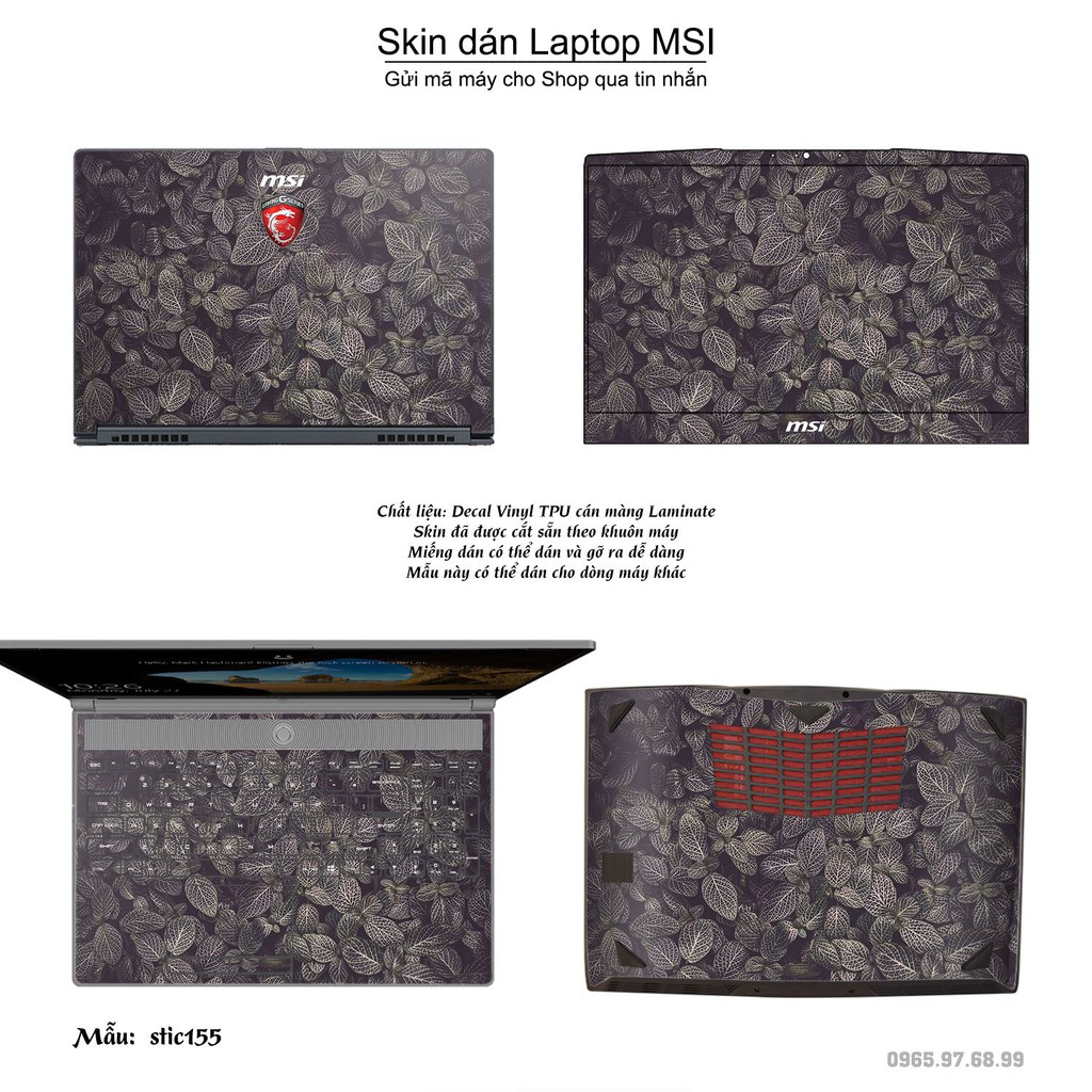 Skin dán Laptop MSI in hình Hoa văn sticker nhiều mẫu 26 (inbox mã máy cho Shop)