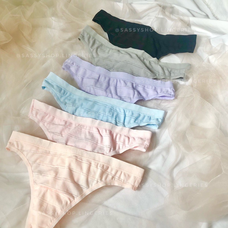 Quần lọt khe HANES cotton sọc thông thoáng thoải mái thấm hút tốt gợi cảm cho nữ SASSY