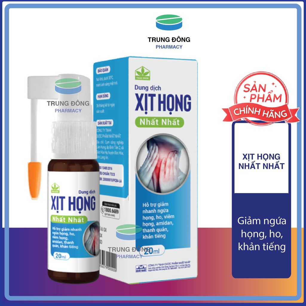 Xịt họng Nhất Nhất , giúp giảm đờm ho đau rát ngứa họng thanh quản , khản tiếng - Trung Đông Pharmacy
