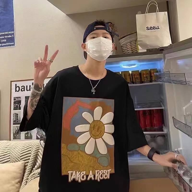 Áo Thun Nam Tay Ngắn Dáng Rộng Phong Cách Hồng Kông Thời Trang Mùa Hè TTE093