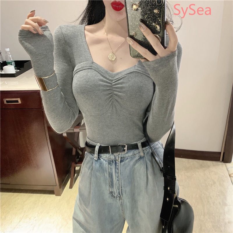Autumn Women's Fashion Slim Long Sleeve Knit Shirt