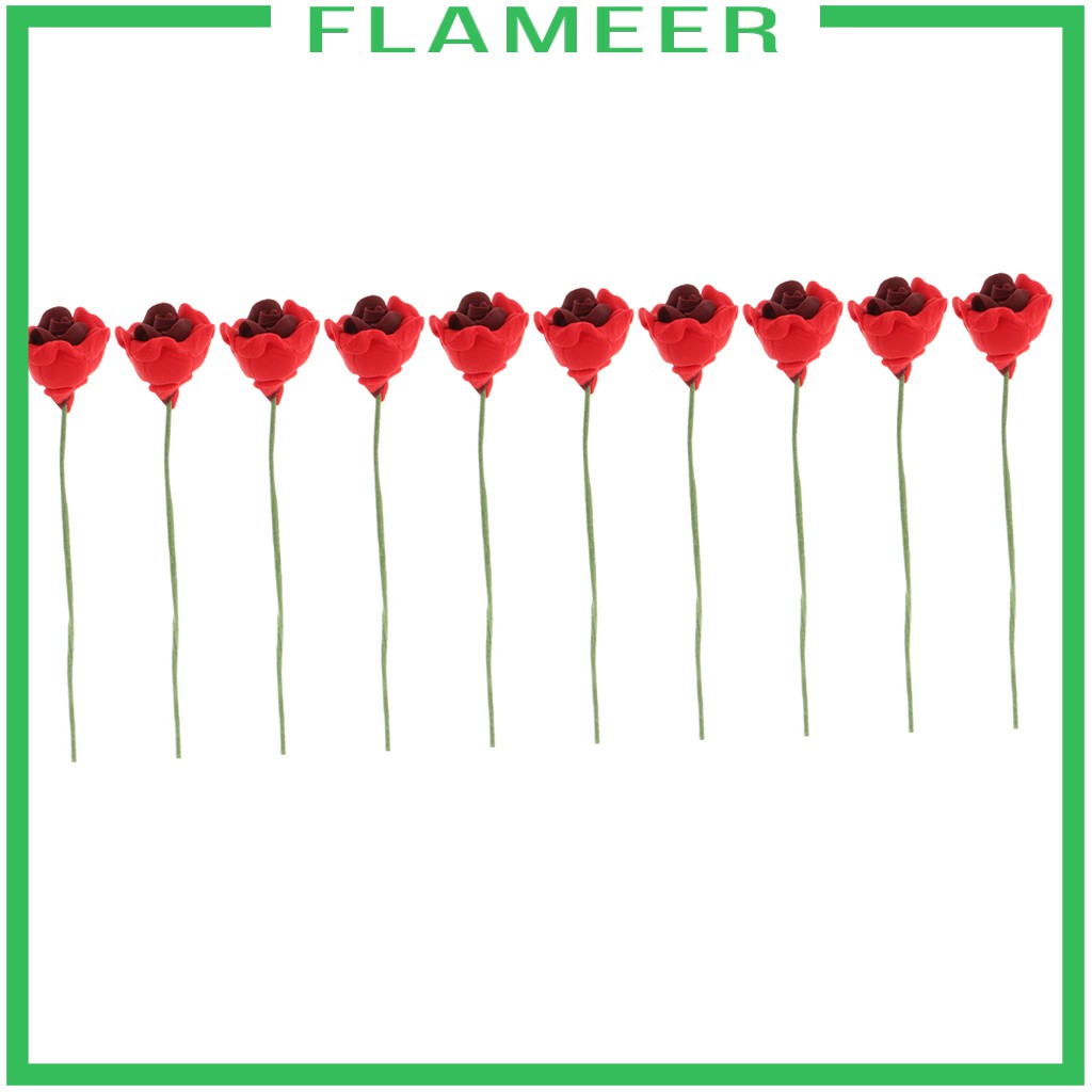 [FLAMEER] 10pieces 1:12 Dollhouse Miniature Rose Flower Bunch Fairy Garden Accs