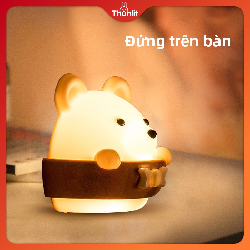 Đèn Ngủ Thunlit Điều Khiển Từ Xa Sạc Usb Hình Chú Gấu Đáng Yêu