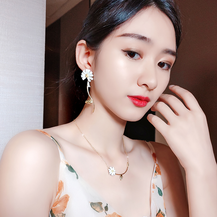 XiaoboACC Bộ Trang Sức Hình Hoa Cúc Bằng Bạc 925 Phong Cách Hàn Quốc