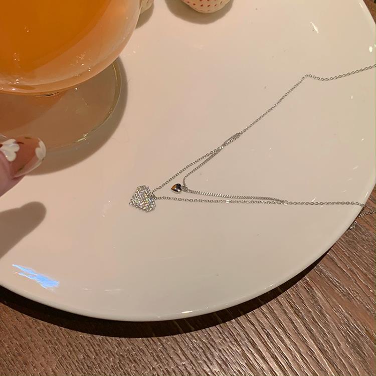 Dây Chuyền Hai Lớp Mạ Bạc Đính Đá Zircon Đơn Giản Thời Trang