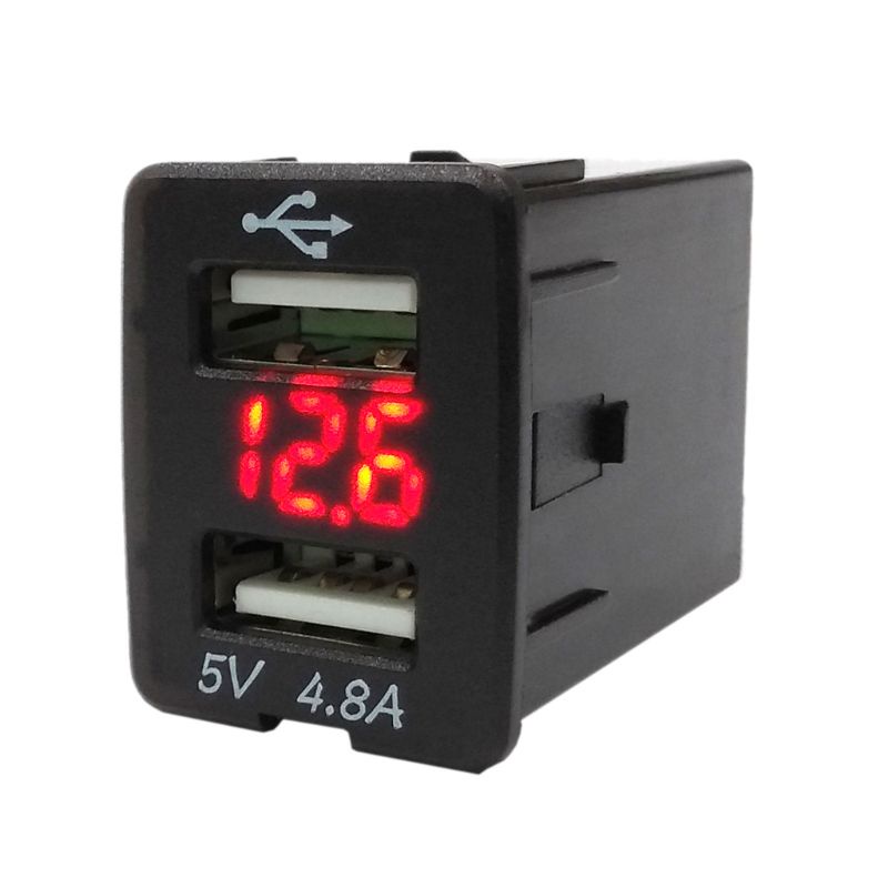 Tẩu Sạc Xe Hơi 2 Cổng USB 12V-24V Kèm Đồng Hồ Đo Volmeter