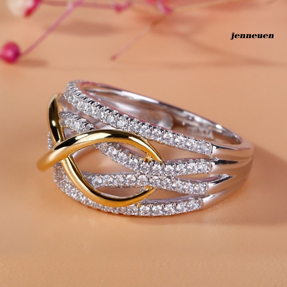 Nhẫn bằng hợp kim hình số 8 đính đá nhân tạo thời trang cho nữ