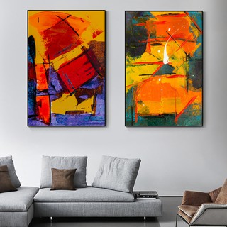 Bộ 2 Tranh treo tường canvas khung composite Trừu Tượng Sơn Dầu Số Hóa