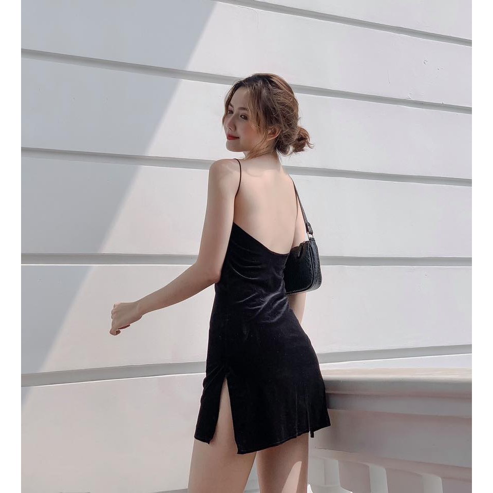 Đầm 2 dây cổ đổ hở lưng xẻ đùi | BigBuy360 - bigbuy360.vn