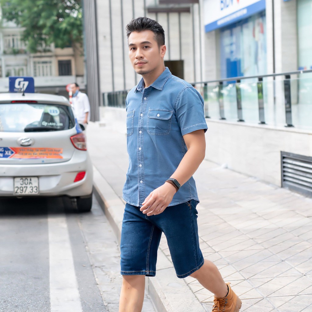 Áo Sơmi Denim ngắn tay SM05 | BigBuy360 - bigbuy360.vn