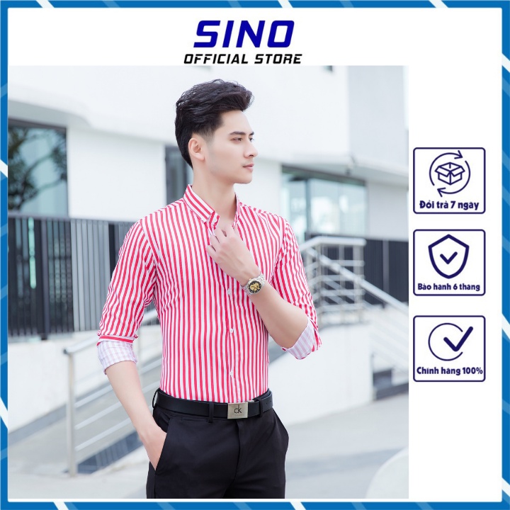 Áo sơ mi nam hàn quốc cao cấp trẻ trung kẻ sọc giá rẻ -thoát mồ hôi SINO AD08