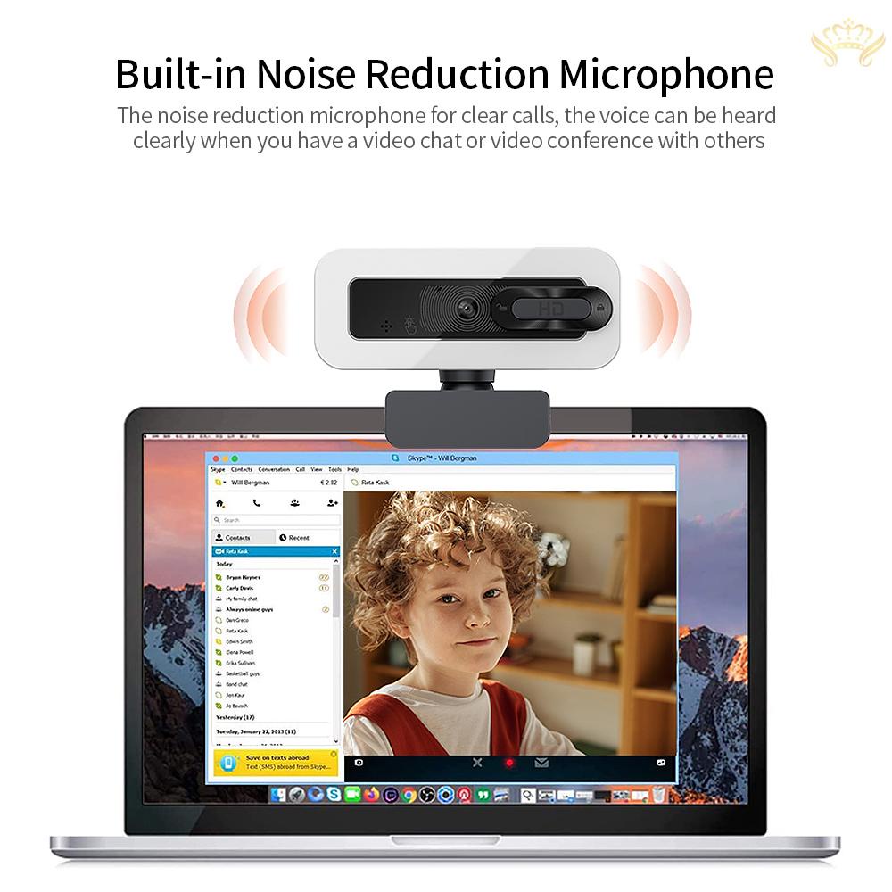 New  3MP Auto Focus USB Webcam Driver-free Web Camera with Noise Reduction Microphone Privacy Cover for Video Chat Online Conference