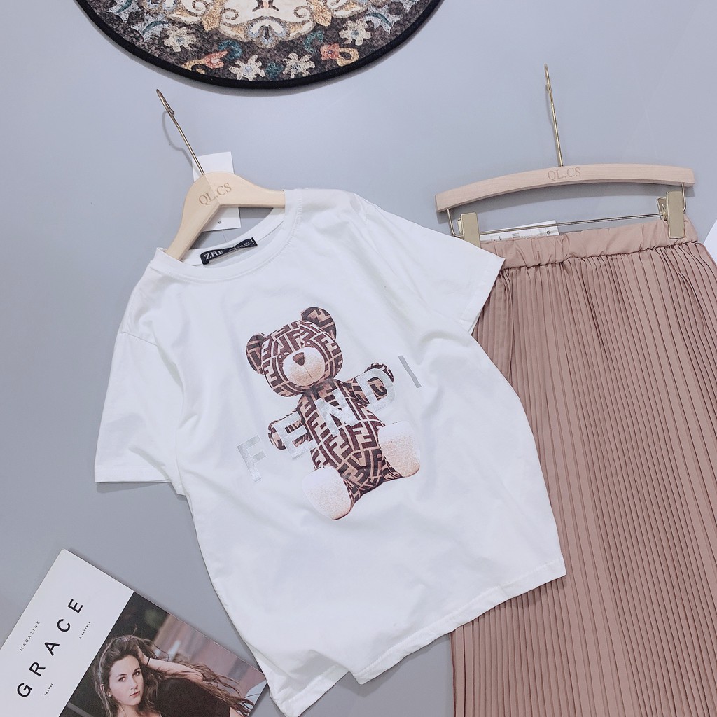 [Mã WASTCOOL giảm 15% tối đa 50K đơn 99K] SETN03 - SET ÁO PULL GẤU NÂU + CHÂN VÁY DẬP LY BE NỮ | BigBuy360 - bigbuy360.vn