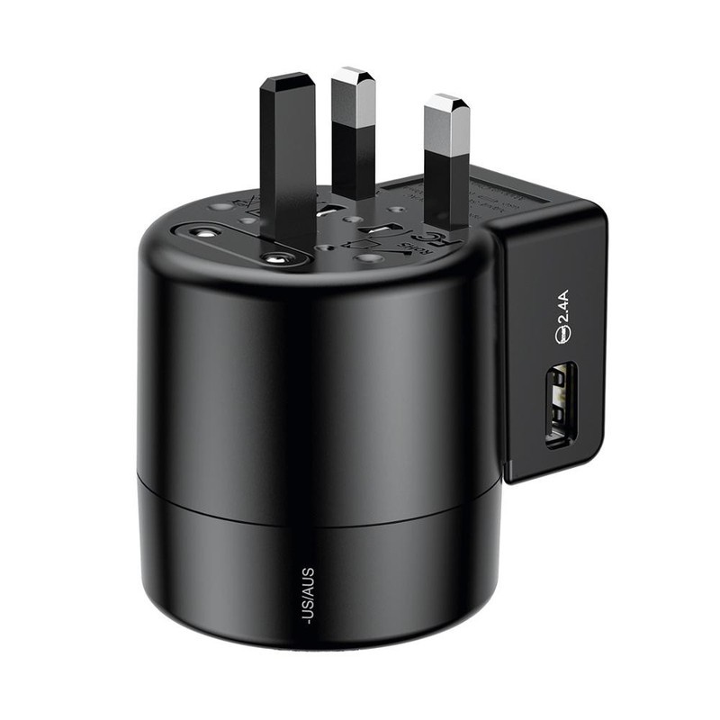 Bộ sạc chân cắm xoay đa năng Baseus Type Universal 2 Port USB 2.4A - Huco Việt Nam