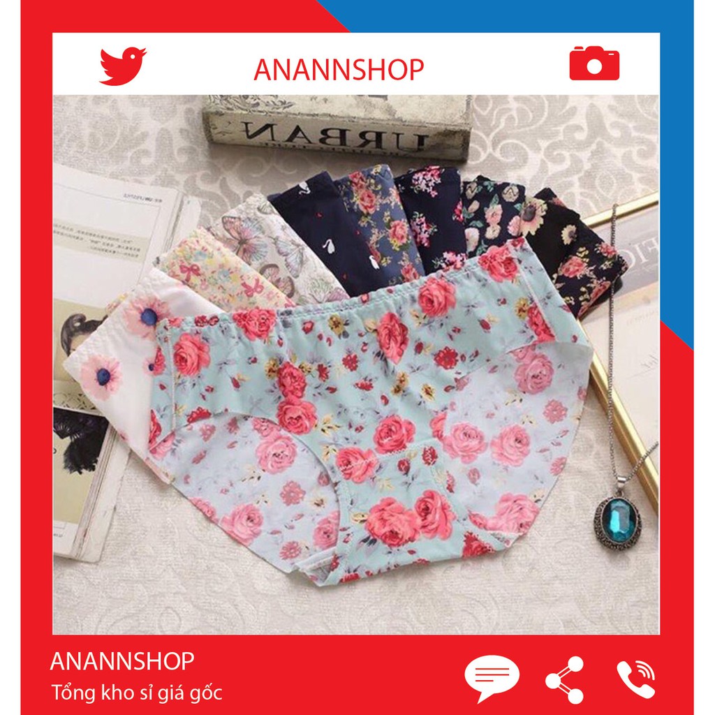 Quần Lót Nữ - Quần Lót Su Điều Hòa Thun Mát Lạnh Phối Họa Tiết Xinh Xắn 99045