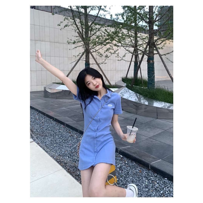 Korean style chic summer small white dress women Korean style waist reduction polo pure desire for short skirt summer