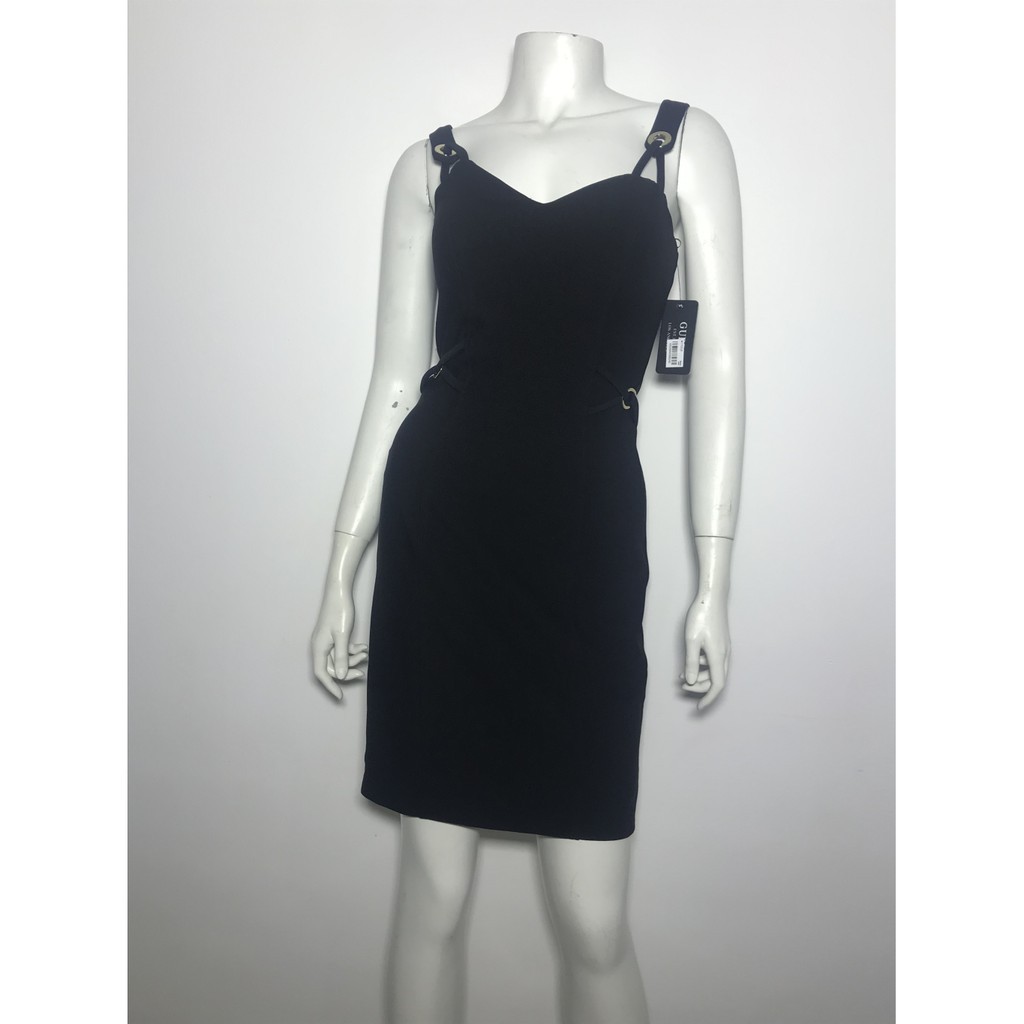 Đầm body ngắn dự tiệc nữ hiệu Guess hai dây màu đen size 4 chính hãng
