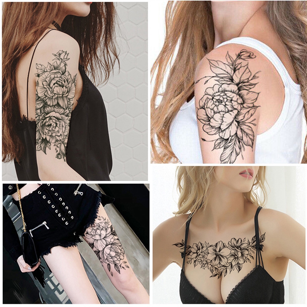 Hình xăm tạm thời dán cơ thể hình hoa hồng chống thấm nước