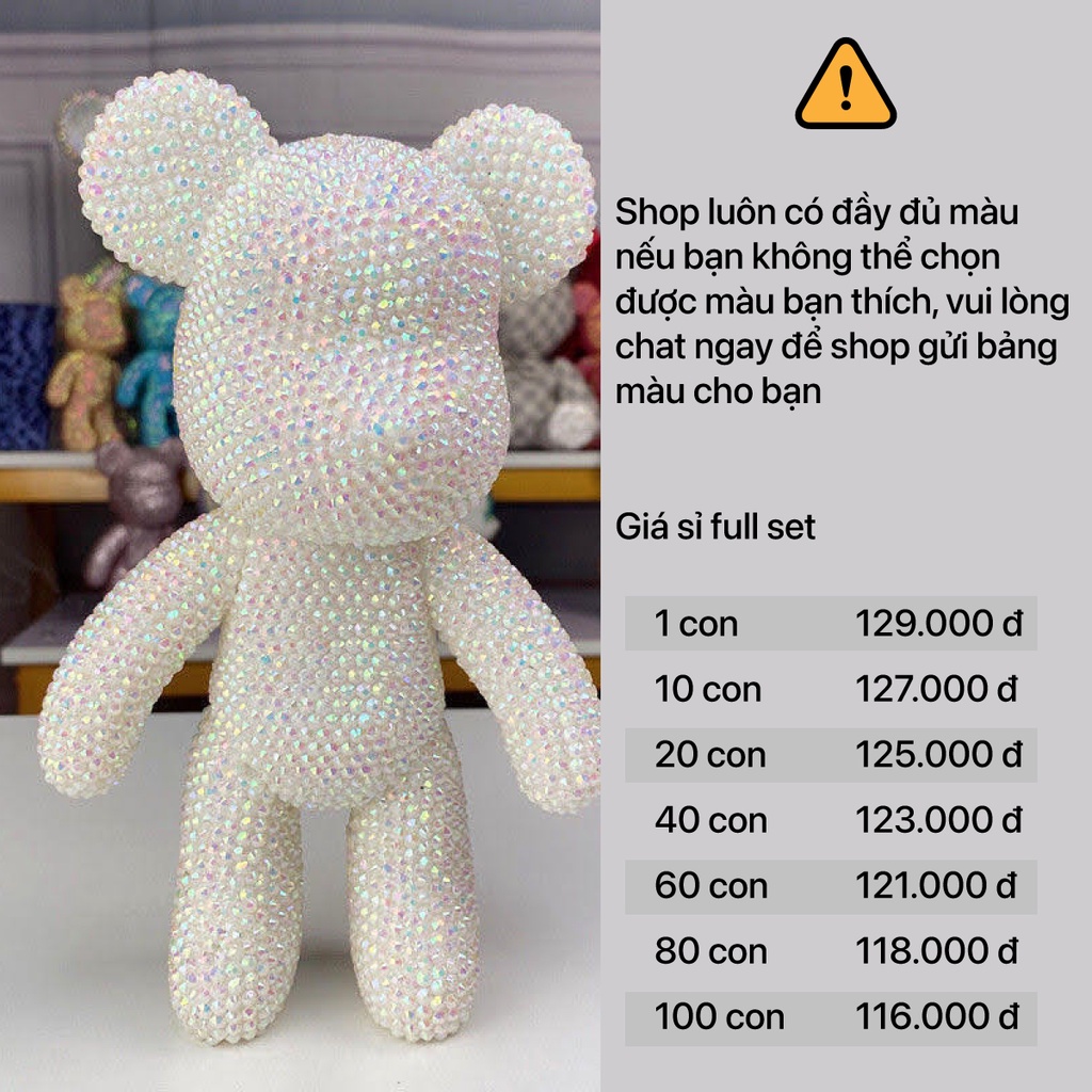 [Sẵn Hàng] Gấu đính đá bearbrick handmade tự làm size 23 hottrend tiktok đủ màu sẵn hàng cho mọi lứa tuổi