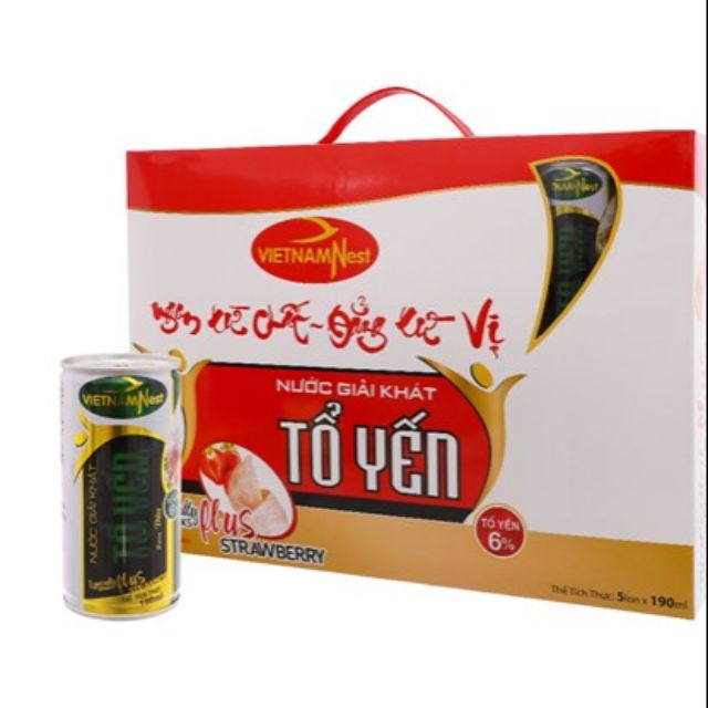 Hộp nước yến Sài Gòn Anpha vị Dâu 190ml (5 lon)