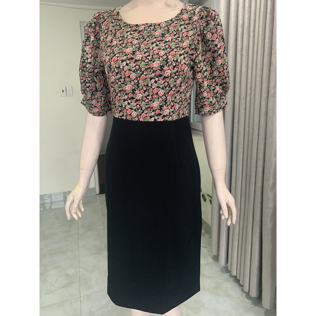 Đầm Hoa Cổ Tròn Cắt Eo Váy Suông - KD2125