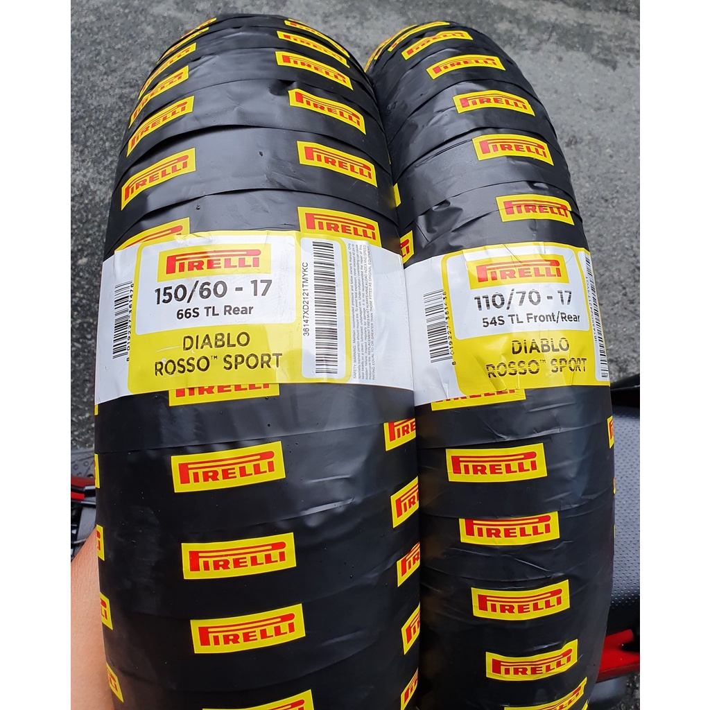 Cặp vỏ Pirelli Rosso Sport size 110/70-17 và 150/60-17 cho Motor: KTM 200 250 390, R15 R3, NINJA 300 400, giá 1 cặp