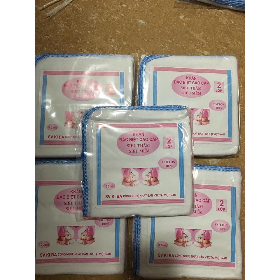 10 Khăn sữa/ khăn xô trắng 2-3-4 lớp siêu mềm cho bé sơ sinh - Sơ sinh - Sỉ