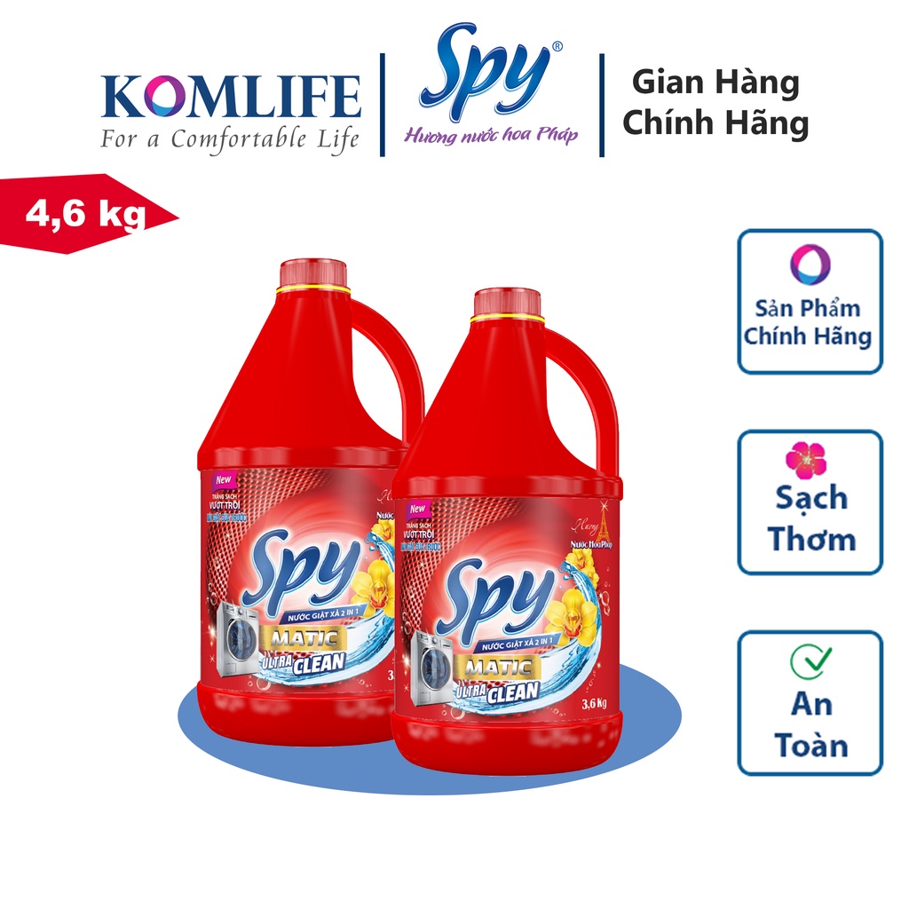 Nước giặt xả SPY Cửa Ngang Ultra Clean Matic 4,6 kg