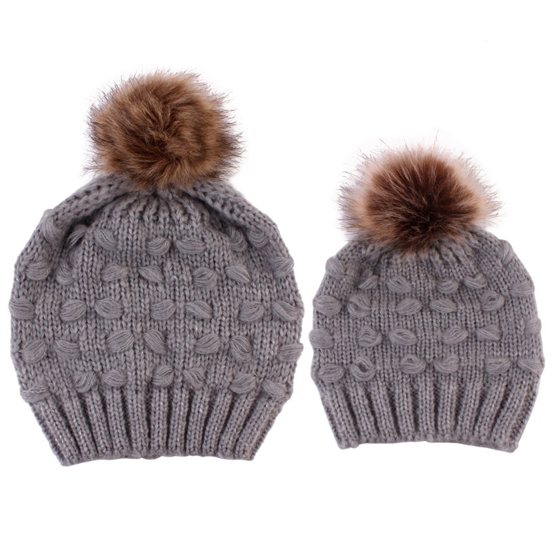 Set 2 mũ len ấm áp kiểu dáng đáng yêu thời trang mùa đông cho mẹ và bé