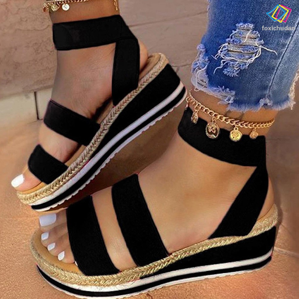 Sandal Đế Xuồng Đan Dây Chéo Thời Trang Hè Cho Nữ