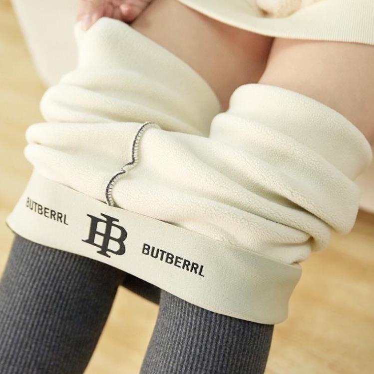 Quần legging lót lông cừu cạp cao gen bụng, quần dài nữ len tăm lót nỉ dày siêu ấm ButBerrl Q/400