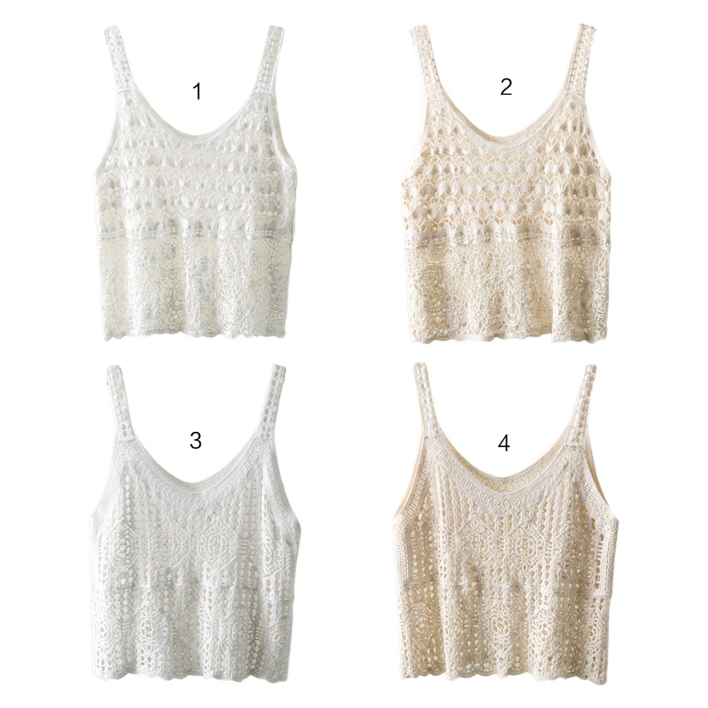 Brroa Áo Dệt Kim Chui Đầu Không Tay Dáng Rộng Cổ Chữ V Viền Gợn Sóng Phong Cách Boho Thời Trang Đi Biển Cho Nữ