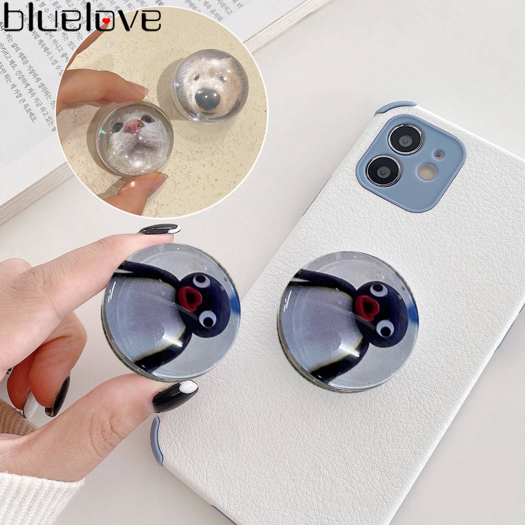 Giá Đỡ Điện Thoại Họa Tiết Chó Mèo 3D Trong Suốt Có Thể Thu Gọn Tiện Dụng