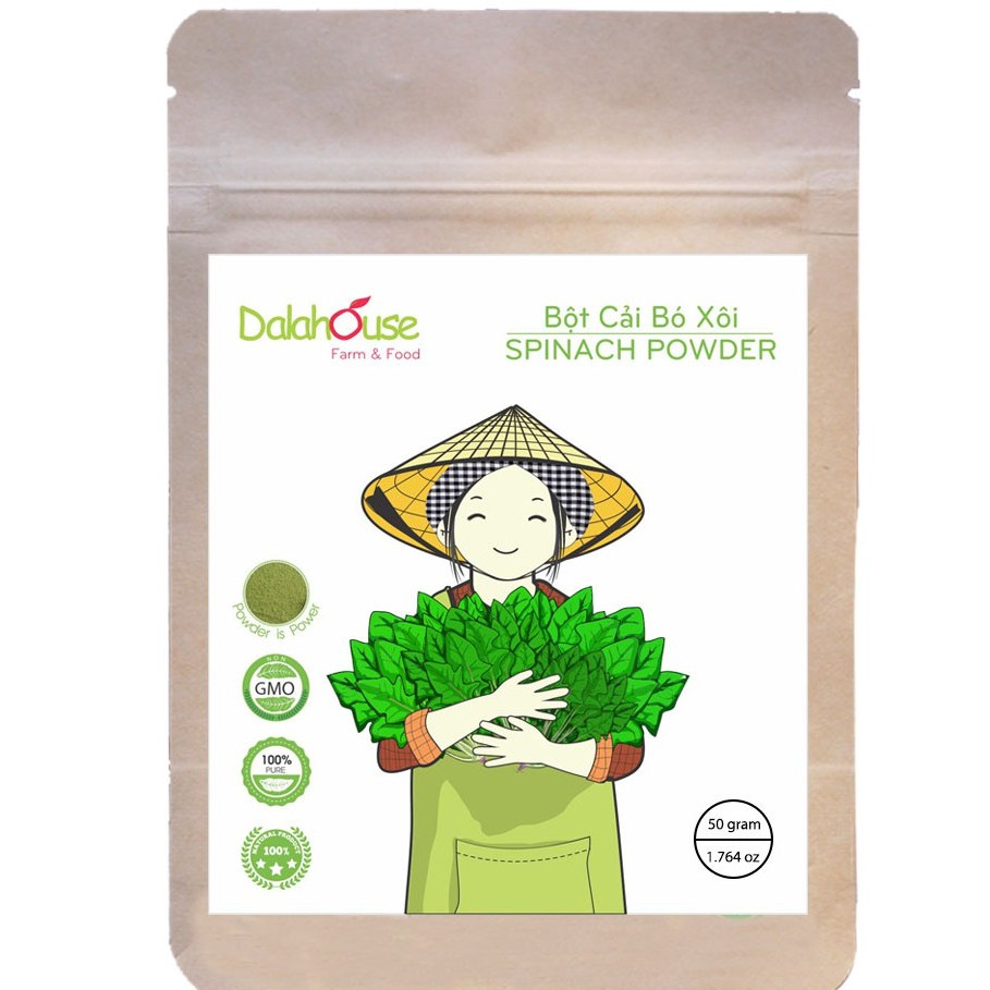 BỘT CẢI BÓ XÔI DALAHOUSE - Giúp làm đồ uống, đồ tráng miệng, bổ sung nhiều vitamin (150g túi)