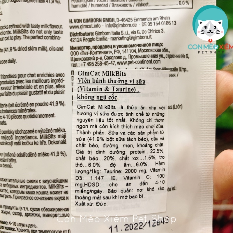 Bánh thưởng cho mèo snack Gimcat 40g, minttips giảm căng thẳng milkbits taurine mèo Con Mèo Xiêm