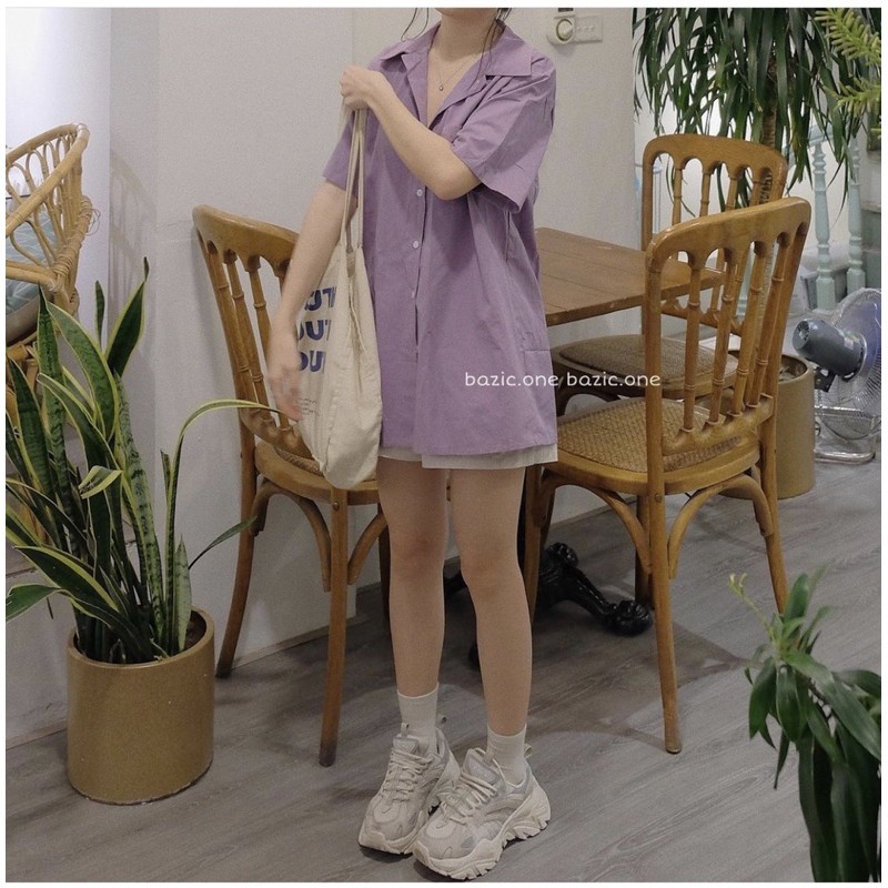 [Ảnh thật/Sẵn]Áo sơmi thô sần dáng oversize cộc tay hàng Quảng Châu | BigBuy360 - bigbuy360.vn