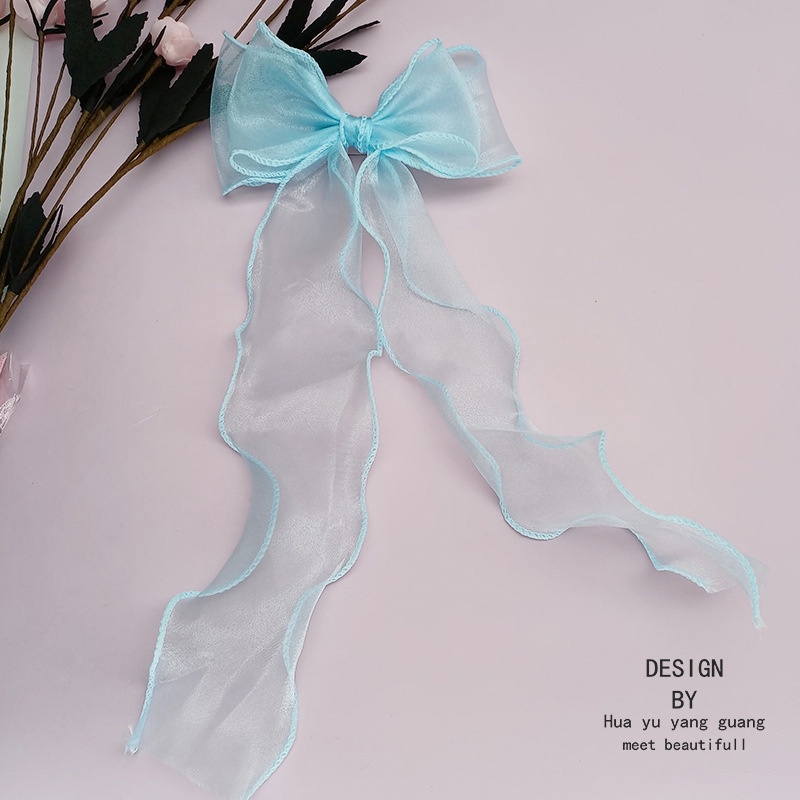 Kẹp nơ 2 lớp vải voan dài hot KEP02