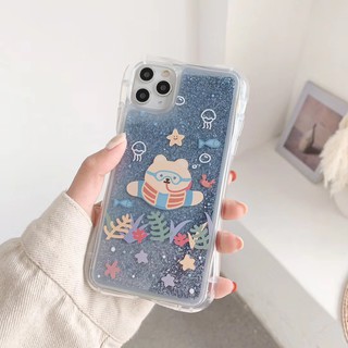 Ốp điện thoại cát chảy in hình thú hoạt hình 4.7inch 5.5inch cho iPhone 11 11Pro 11Promax X Xs Xsmax Xr 7 8Plus SE