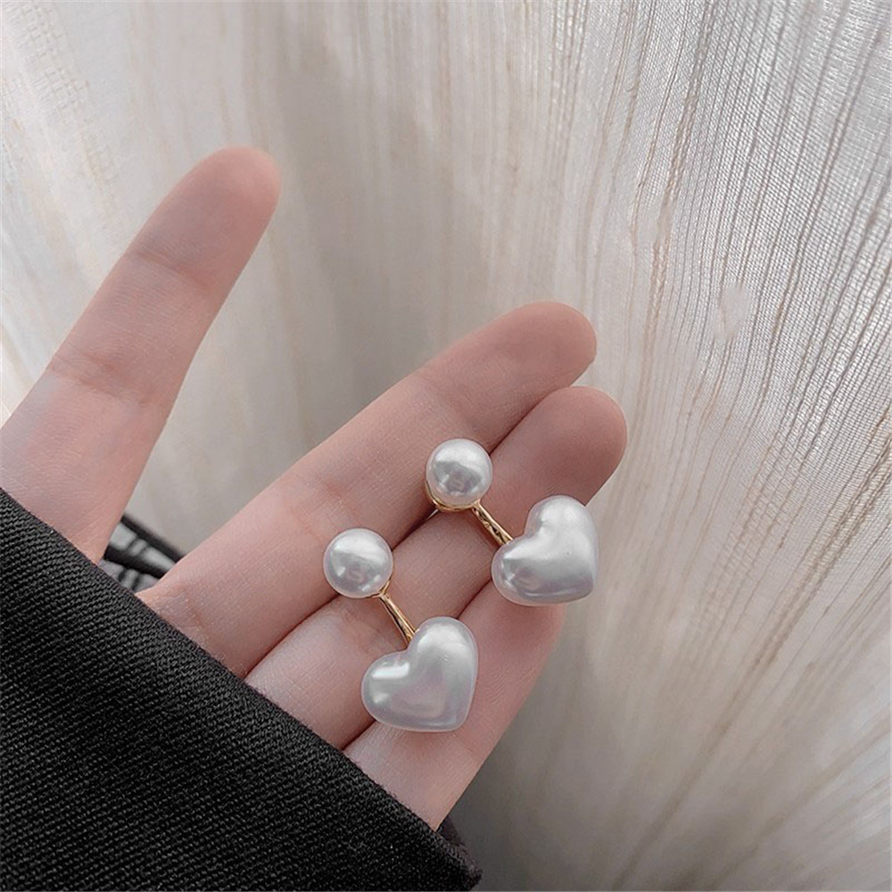 Bông Tai Hình Trái Tim Đính Ngọc Trai S925 Đơn Giản Cho Nữ Yanqueens Trang sứ Quà tặng