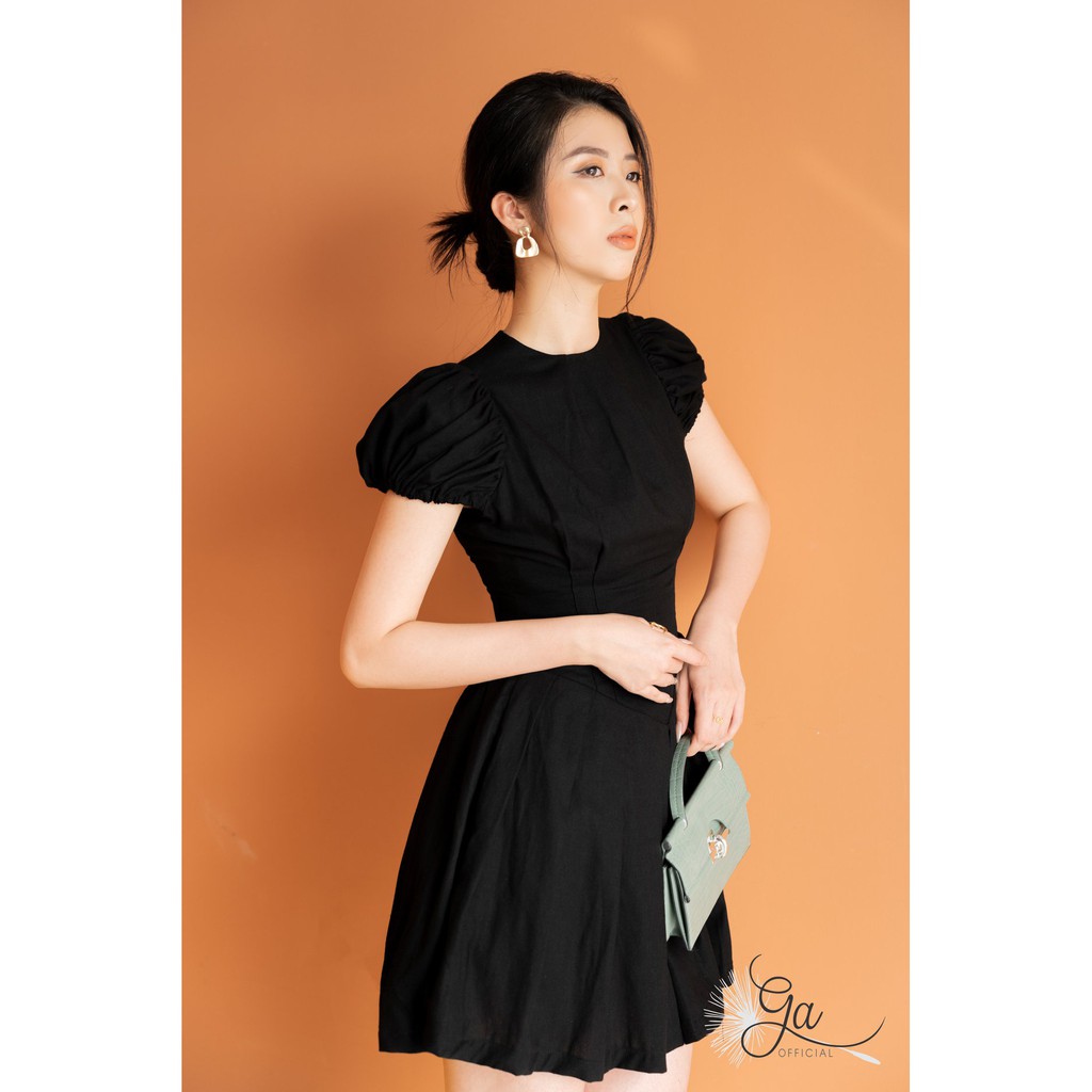 Váy đen xếp ly ngắn thiết kế cao cấp cổ tròn tay bồng cao FULL SIZE | SINZI DRESS - G.A OFFICIAL