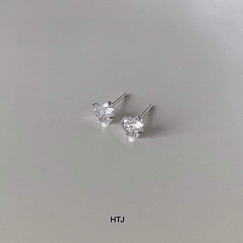 Bông tai bạc bông nụ đá hình trái tim xinh xắn Van Jewelry V10067