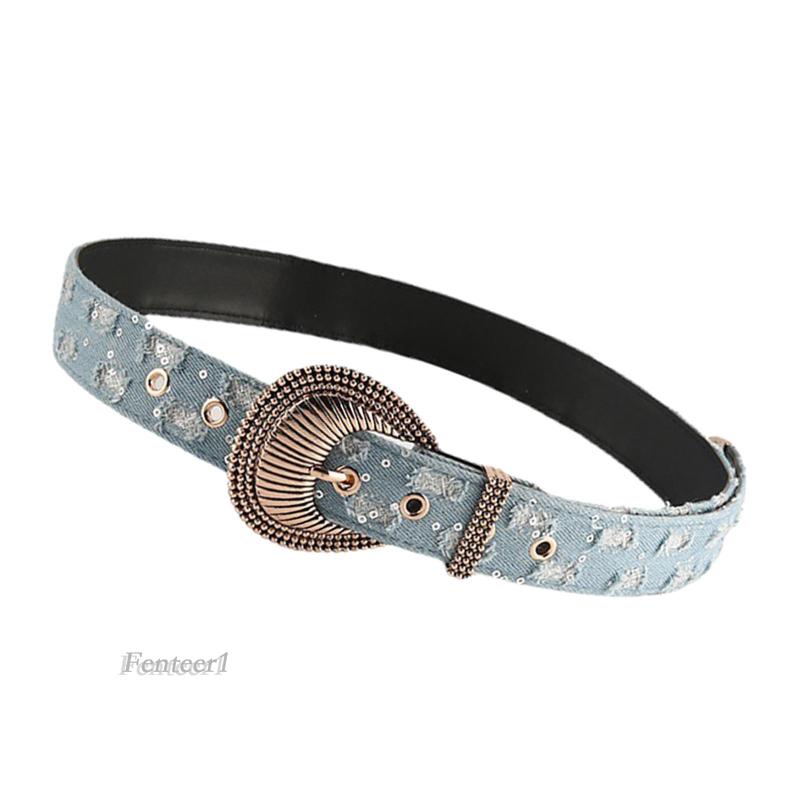 (Fenteer1) Thắt Lưng Denim Phong Cách Retro