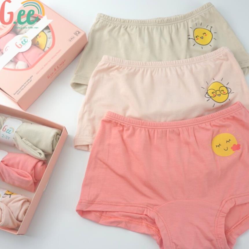 Quần chip bé gái, set 3 chip đùi sợi tre Gee siêu thấm hút, kháng khuẩn, an toàn dễ chịu cho bé.