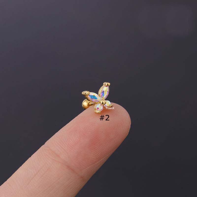 Khuyên Tai Hình Bướm Đính Đá Zircon 20g Kiểu Dáng Thời Trang