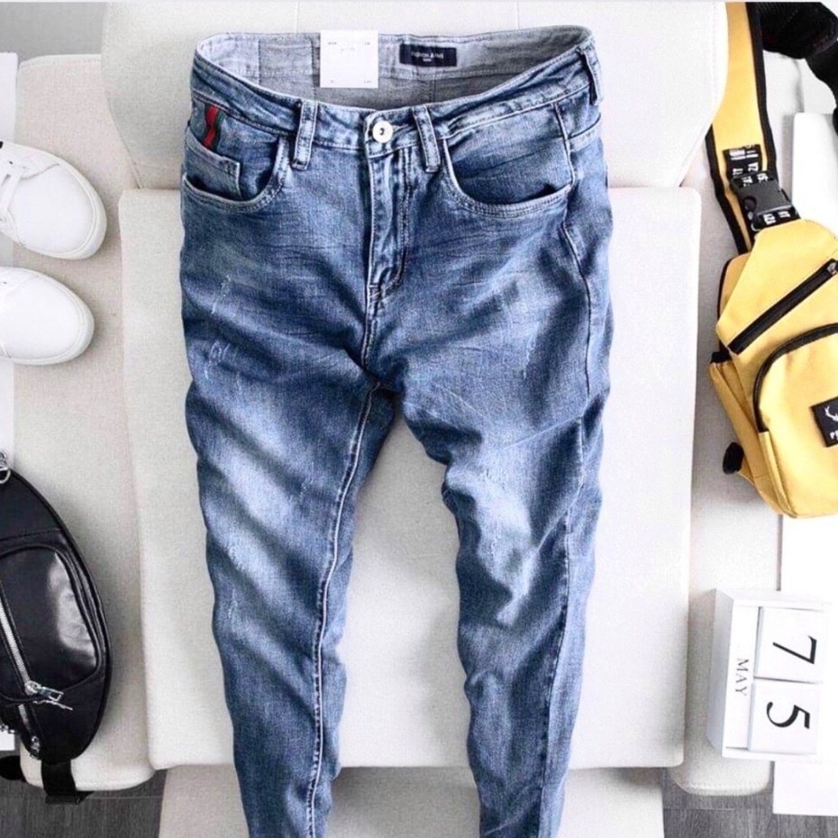 Quần Jean Nam Chất Bò AD89JM Quần Bò Nam Xanh Xước Nhẹ Cao Cấp Trẻ Trung Giá Gốc Tận Xưởng (44 - 70KG) | BigBuy360 - bigbuy360.vn